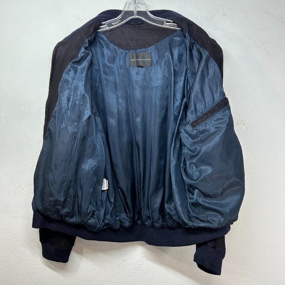 Saks Fifth Ave mens baseball coat blue large vtg Suede Western Jacket bomber - Picture 2 of 14